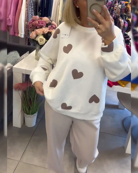 Mila | Bomuldsblandingsjumper med hjerter