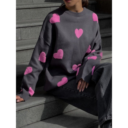 Mila | Bomuldsblandingsjumper med hjerter