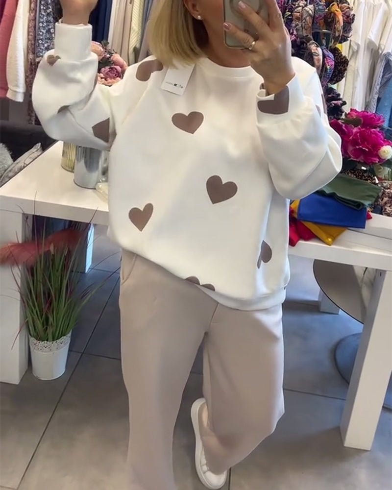 Mila | Bomuldsblandingsjumper med hjerter