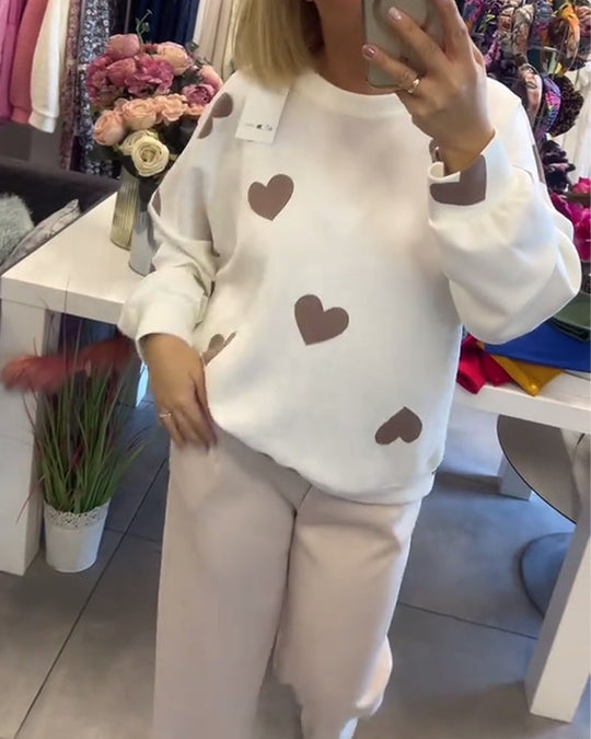 Mila | Bomuldsblandingsjumper med hjerter