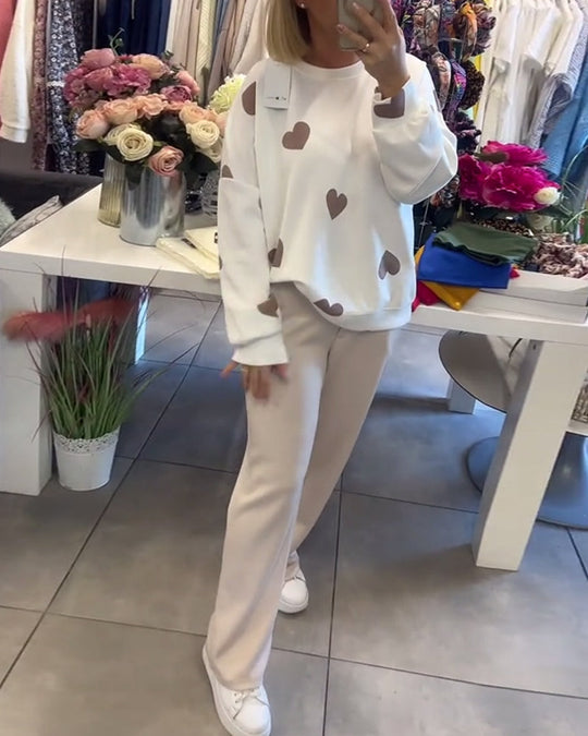 Mila | Bomuldsblandingsjumper med hjerter
