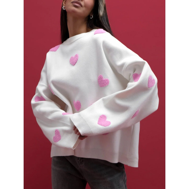 Mila | Bomuldsblandingsjumper med hjerter
